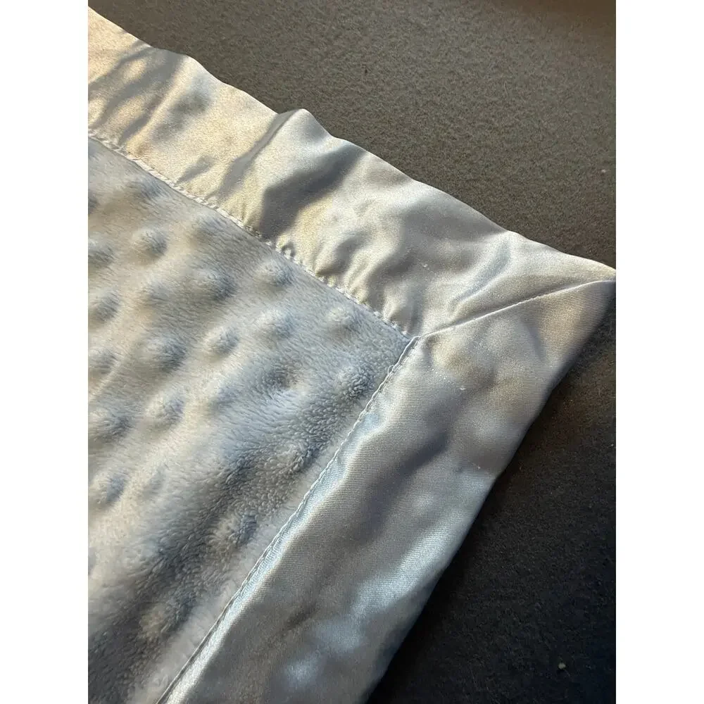 Carters Minky Baby Lovey Blanket Blue Dot Satin Back Security Receiving Blanket